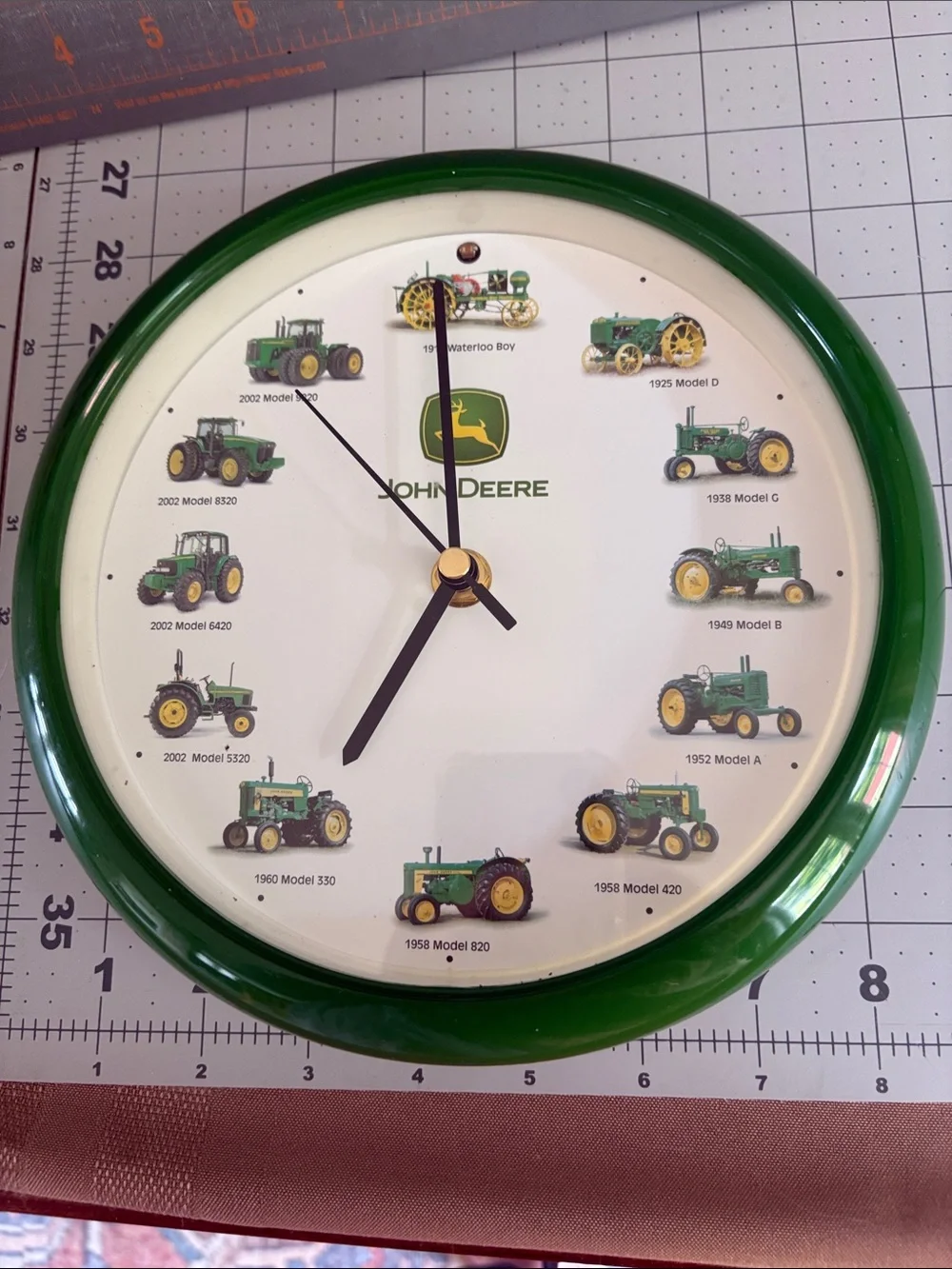 John Deere Green and Yellow Tractor Timeline Wall Clock
